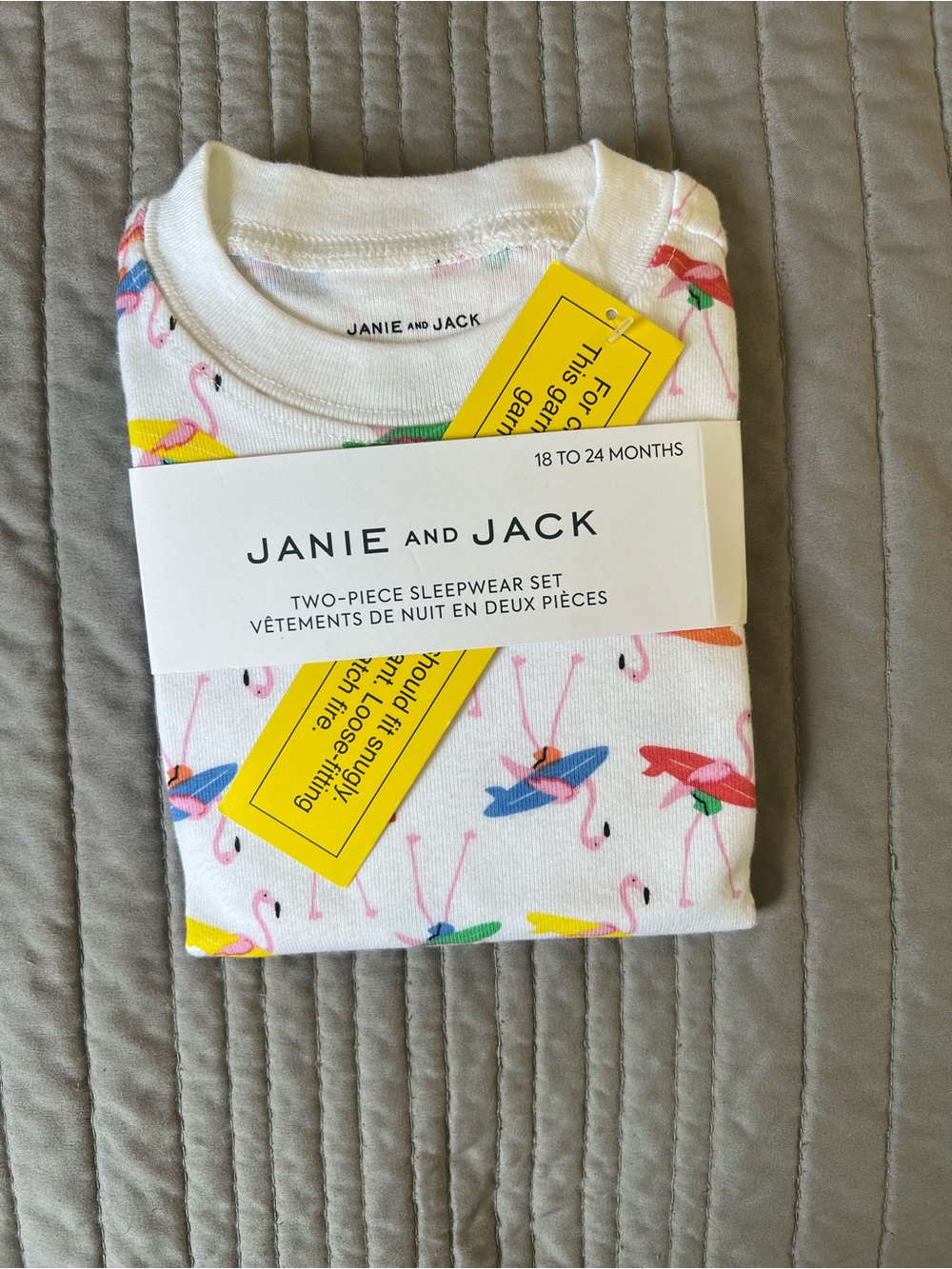 JANIE AND JACK White Flamingo Two-Piece Kids Short PJ Set